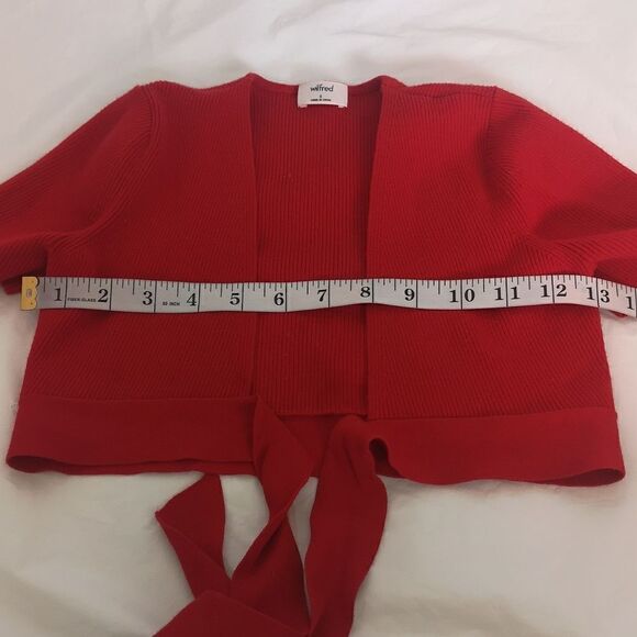 Wilfred Ladies Ribbed Tie Front Crop Top Small Red - Picture 9 of 16